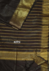 Coffee Brown - Mangalgiri semi pattu with golden getti border
